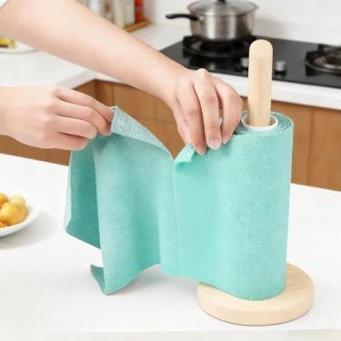 Imagem de Pano de prato removível em forma de rolo, toalhas azuis de alta capacidade, rolos de toalha de cozinha laváveis reutilizáveis, panos de limpeza de microfibra super absorventes e grossos para banheiro