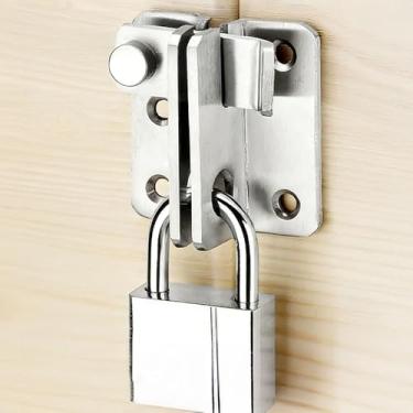 Imagem de 1 conjunto de travas de porta de aço inoxidável esquerda direita com parafusos parafuso deslizante de porta de segurança fivela para armário de celeiro de cerca (prata)