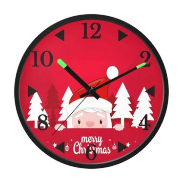 Imagem de STAYTOP Lindo relógio de parede LED de Papai Noel para quarto com brilho noturno, relógios de parede silenciosos de 30 cm para decoração de sala de estar, controle de som, relógio de parede moderno