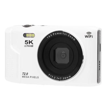 Imagem de EBTOOLS Câmera Digital 5K, Tela Ultra HD de 72 MP e 2,8 Polegadas, Zoom Digital 16x, Foco Automático, Câmera WiFi Com Flash Integrado, para Fotografia de Viagens (WHITE)