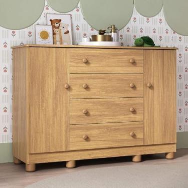 Imagem de Cômoda Infantil 125cm 2 Portas e 4 Gavetas Allegra Multimóveis Mp4445 Madeirado