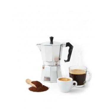 Imagem de Cafeteira Italiana Moka, Alumínio, Preto com Alças Vermelhas, 6 Xícaras, 9 Xícaras, para Café Expresso, Compatível com Fogão (Prata 6 Xícaras)