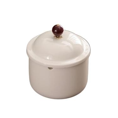 Imagem de Porta-cinzas Cinzeiro com tampa de cerâmica redonda branca para sala estar hotel cinzeiro mesa