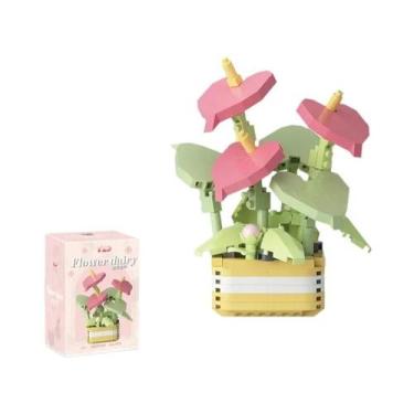 Imagem de Blocos De Montar De Árvore Bonsai Floral Romântica, Modelo De Plantas 