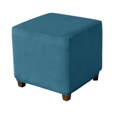Imagem de Capa De Veludo De Cor Sólida Para Puff Quadrado, Capa Elástica Proteto