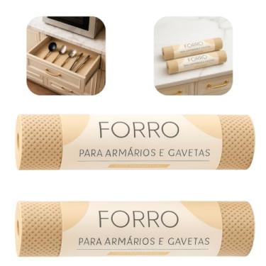 Imagem de Kit 2 Unidades Forro Protetor para Gaveta de Cozinha Antiderrapante Armario Prateleira Multiuso Dispensa Lavável Recortável Casa Garagem Banheiro Geladeira Fácil de Limpar Mesa (Bege Claro)