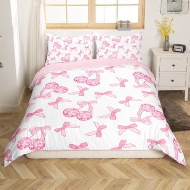 Imagem de Conjunto de capa de edredom infantil com laço de desenho animado, solteiro, cowgirl ocidental, bola de discoteca, retrô, decoração de quarto de meninas e mulheres, gravata borboleta fofa princesa rosa