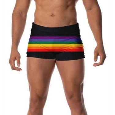 Imagem de Sunga Masculina Pride Sport Lançamento Arco-Íris Verão Box-Masculino
