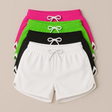 Imagem de Kit 4 Shorts Moda Praia Feminino Fitness Verão Em Elastano - Versitz, 