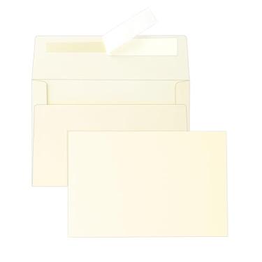 Imagem de Silunkia Cartões e envelopes cremosos, 12 x 17 cm, cartolina pesada em branco de painel único e envelopes A7, autoseláveis, 20 pacotes para convites de casamento, cartões de agradecimento, cartões de