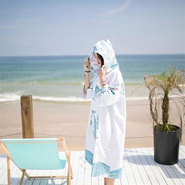 Imagem de Roupão com mudança de microfibra toalha de banho com capuz ao ar livre toalha de praia poncho mulheres homem natação mergulho roupão manto (cor: A, tamanho: tamanho único) (um tamanho) (um tamanho)