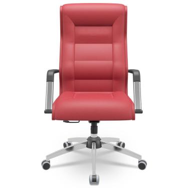 Imagem de Cadeira De Escritório Giratória Presidente Base Cromada Kirk P03 Vinil Vermelho - Lyam Decor