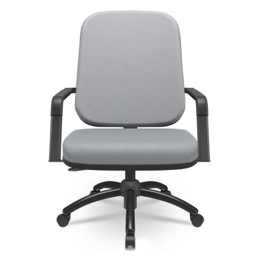 Imagem de Cadeira de Escritório Giratória com Braço Preta Magno P03 Vinil Cinza - Lyam Decor