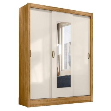 Imagem de Guarda Roupa Com Espelho Melbourne Freijó Off White