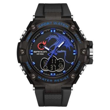 Imagem de Relógio Sanda Esportes Militar Cronômetro Display Duplo M50