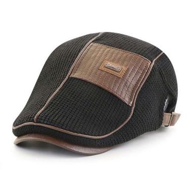 Imagem de Boina Masculina Outono Inverno Plana Retalho De Lã Ajustavel Preto