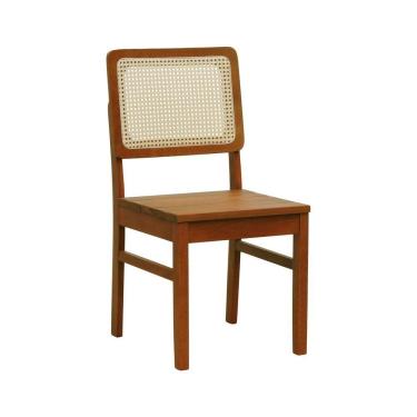 Imagem de Cadeira Lyon Madeira Maciça Encosto Telinha Natural - Amêndoa Assento Ripado Amêndoa