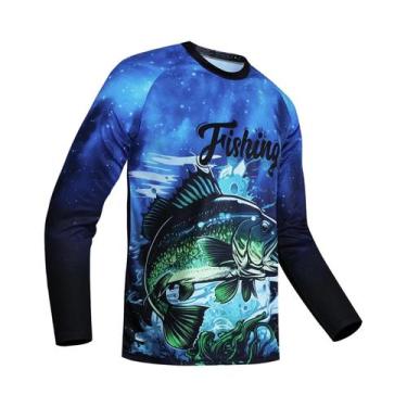 Imagem de Camisa De Pesca Masculina De Verão Anti-UV Manga Longa Com Estampa De 