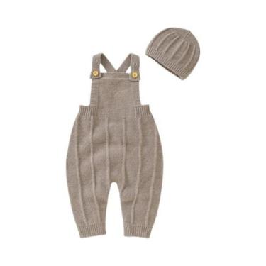 Imagem de Macacão De Verão Para Bebê Recém-Nascido Com Chapéu, Cor Sólida, Alças