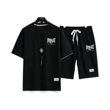 Imagem de Conjunto De Camiseta De Gola Redonda E Calções De Secagem Rápida Para 