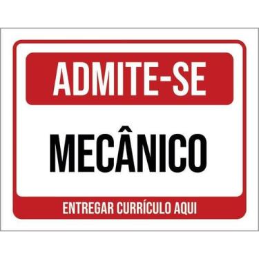 Imagem de Kit 10 Placa Acm Adimite-Se Mecânico Currículo 18X23 - Sinalizo