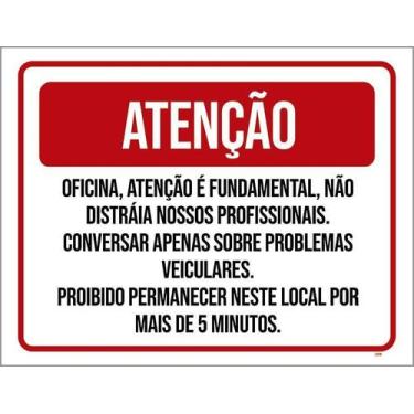 Imagem de Kit 10 Placa Acm Oficina Atenção Fundamental 18X23 - Sinalizo