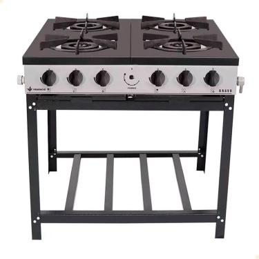Imagem de Fogão Industrial Venâncio A Gás Bravo 4 Bocas Cinza Esmaltado Br4b