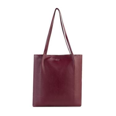 Imagem de Bolsa de Ombro Feminina Grande de Couro Shopping Bag BG Vinho - Bagagg
