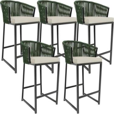 Imagem de Kit 05 Banqueta Para Área Gourmet Cozinha Varanda D04 Verde - LYAM DEC
