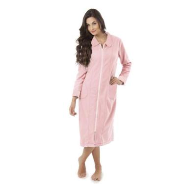 Imagem de Roupão Feminino Soft Longo com Zíper - Sogni Belli, M, Rosa