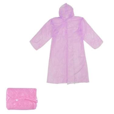 Imagem de Capa De Chuva Plástica Com Botão E Capuz 80X60 Adulto Rosa - Wellmix