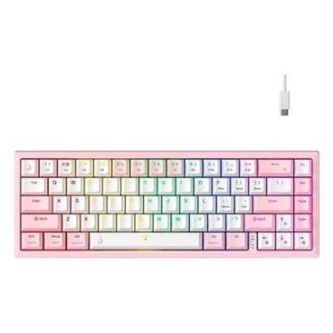 Imagem de Teclado Mecânico Gamer Rise Mode GM1 Pro White and Pink, RGB, Mini (65%), Switch Outemu Brown-Unissex