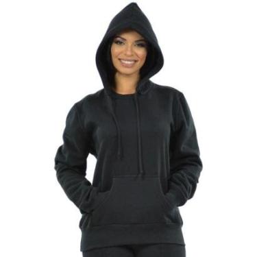 Imagem de Moletom Agasalho Feminino Blusão Roupa de Frio Bolso e Capuz-Feminino