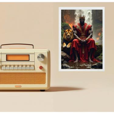 Imagem de Quadro Decorativo Xangô Com Leão 33X24Cm