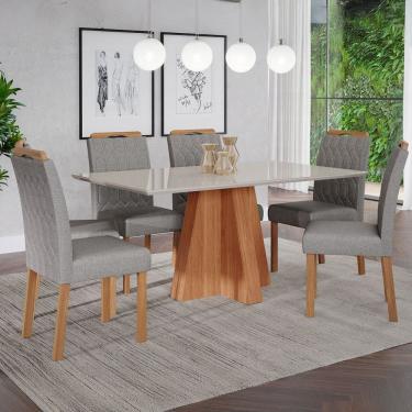 Imagem de Mesa de Jantar 6 Lugares Patrícia Paola com Vidro Cinamomo/Off White/Grafite - Cimol