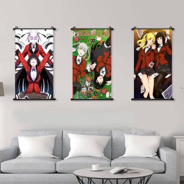 Imagem de Arte de parede em tela 3 painéis Kakegurui 40x60cm Pintura de anime