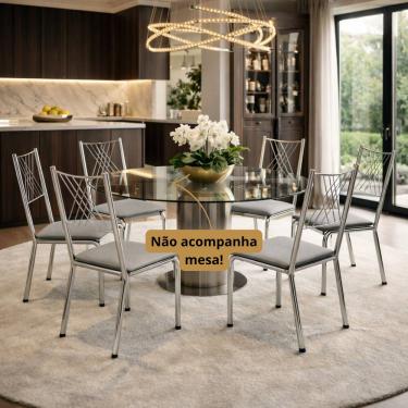 Imagem de Kit 6 Cadeira Slin Aço Resistente Cromada Sala Jantar Cozinha