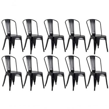 Imagem de Kit 10 Cadeiras Iron Tolix Ferro Reforçado Empilhavel Industrial Preto Semi Brilho