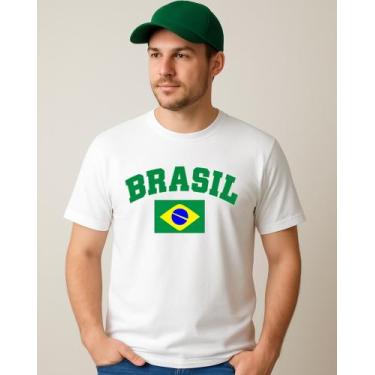 Imagem de KIT Camiseta Slim Algodão Estampa Brasil Copa + Boné Trucker liso - LO