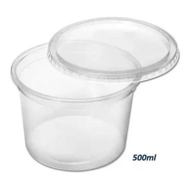Imagem de Kit Pote Descartável Redondo C/ Tampa 500ml - 75 Unids - Copozan