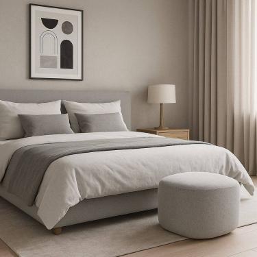 Imagem de Puff Orgânico 80cmx42cm Linho Ana Cinza