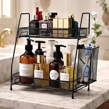 Imagem de Prateleira Organizadora 2 Andares Metal Banheiro Quarto - GLOBALMIX