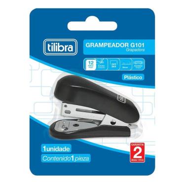 Imagem de Mini Grampeador G101 com Extrator 12 Folhas Preto - Tilibra 