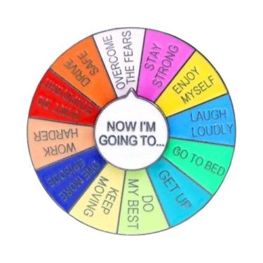 Imagem de Broche Rotativo De Bússola De Cores Esmaltado, Distintivo De Roda De C