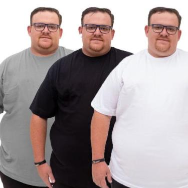 Imagem de Kit 3 Camisa Basica Plus Size Confortavel Tamanho Especial 100% Algodã