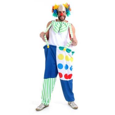 Imagem de Fantasia Palhaço de Circo Engraçado Adulto com Nariz e Peruca - Sulame