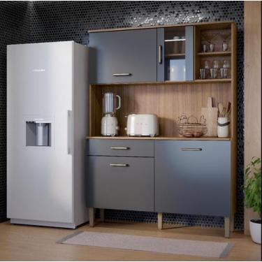 Imagem de Armário De Cozinha Completo Compacto Com Balcão 4 Portas E 1 Gaveta Ma