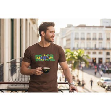 Imagem de Camiseta Casual Masculina Estampada Brasil Copa 2026 Malha Algodão do P ao G1-Masculino
