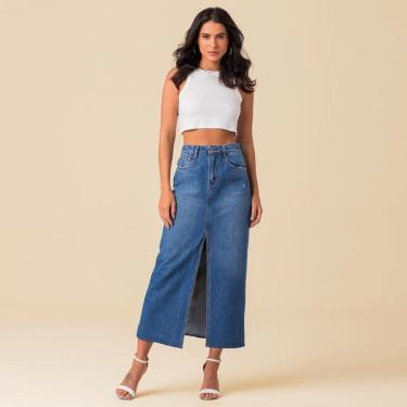 Imagem de Saia Jeans Longa com Fenda Feminina Disparate-Feminino