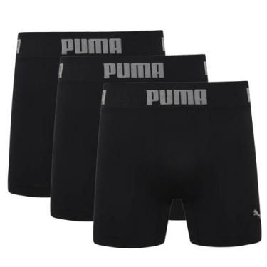 Imagem de Kit 3 Cuecas Puma Boxer Sem Costura Poliamida Respirável, Preto, m